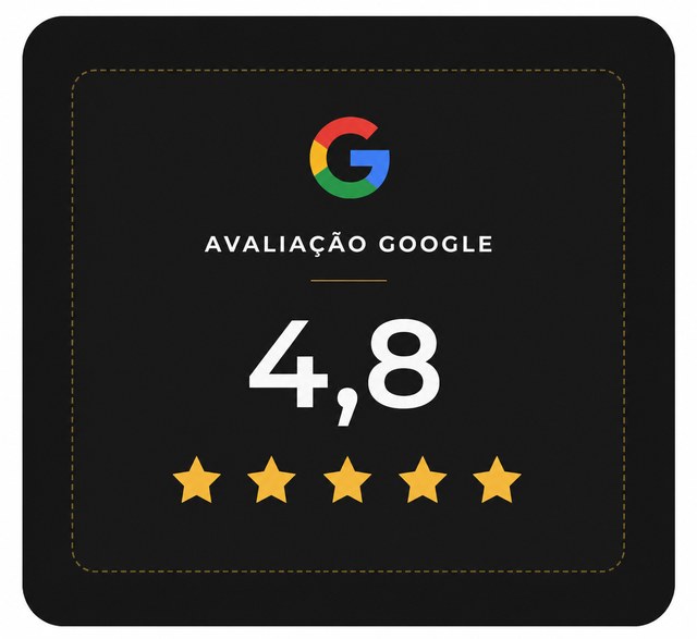 Nota 4,8 de 5 estrelas na avaliação do Google